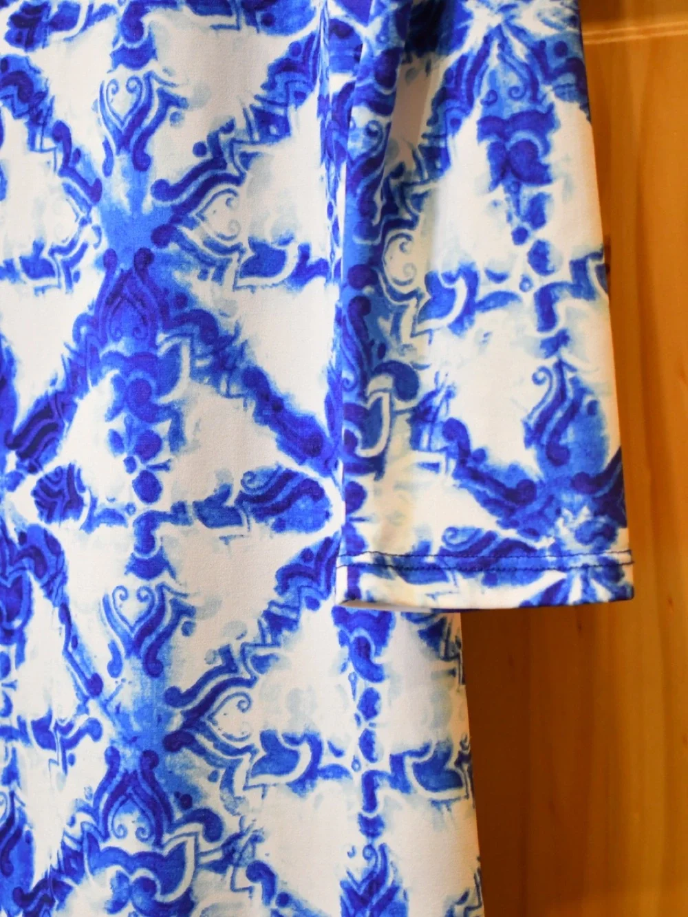 Michael Kors Blue & White Printed 3/4 Sleeve Mini Shift Dress P/M